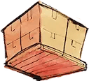 Stylized illustration of a cube-shaped cardboard box, featuring multiple smaller compartments or sections on its surface. The box is slightly tilted, giving it a dynamic appearance. The design uses warm colors, primarily shades of brown and orange.